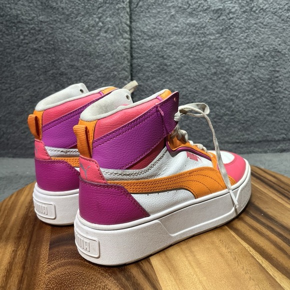 Puma Karmen Rebelle Mid Lace Up Youth‎ Girls White Sneakers Size 5.5 38872903 - Picture 2 of 12